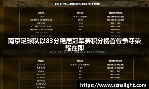 南京足球队以83分稳居冠军赛积分榜首位争夺荣耀在即